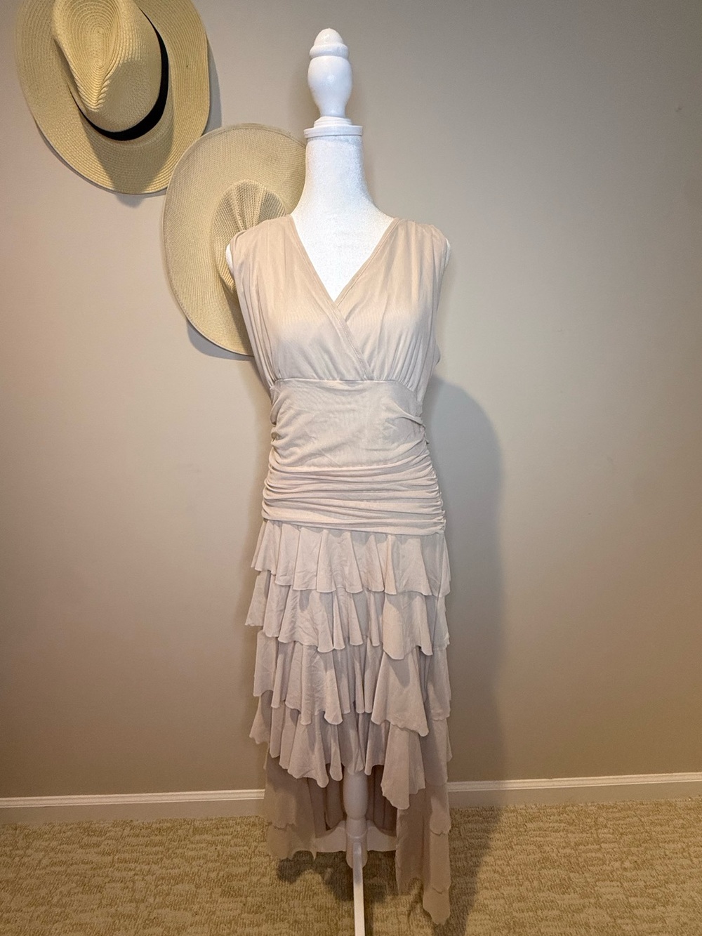Isle by Melis Kozan Sleeveless High-Low Ruffled Dress